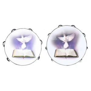 Dove Bible Double Row Bells Tambourine Mini Musical Beat Instrument Hand Drum - Picture 1 of 10