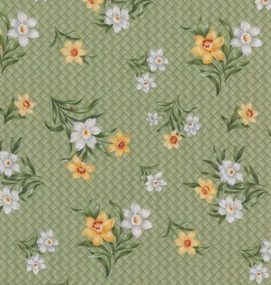 Flower of the Month December NARCISSUS GREEN Northcott Fabric By the FQ - 1/4 YD - Image 1 of 4