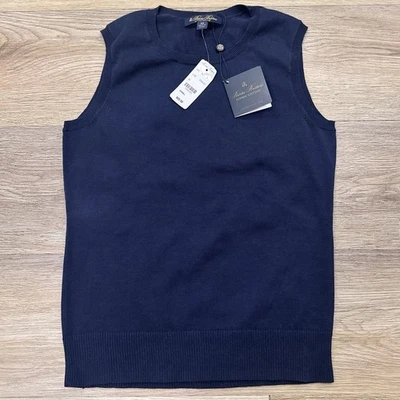 Brooks Brothers Novo com etiquetas Meninos XS Azul Marinho Colete Suéter Sem Mangas Supima Algodão MSRP $68 - Imagem 1 de 4