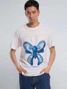 T-shirt uomo Mister girocollo manica corta logo farfalla bianca XL - Foto 1 di 3