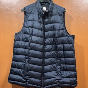 J. Jill Womens 2X Plus Puffer Vest Jacket Solid Black Down Full Zip Longline - Picture 1 of 7