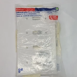 Leviton Elfenbein 4 Gang MITTELWEG UNZERBRECHLICH Kippschalter Wandplatte Abdeckung PJ4-I weiß - Bild 1 von 2