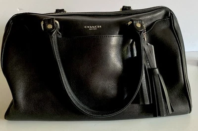 Coach Legacy Black Leather Haley Satchel Purse Bag Handbag Strap Drop 5" - Image 1 of 4