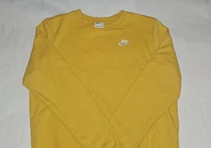 NIKE Sportswear Youth M Girl Boys yellow Embroidered Nike Swoosh Sweatshirt LS - Picture 1 of 8
