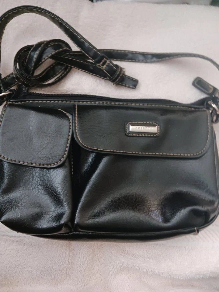 Black Faux Leather Clutch purse ROSETTI Women’s Crossbody multi compartment - Image 1 of 4