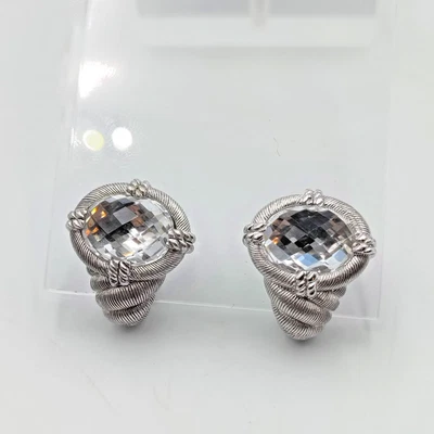 QVC Judith Ripka Sterling Silver 925 Rock Crystal/Quartz Clip On Earrings - Image 1 of 4