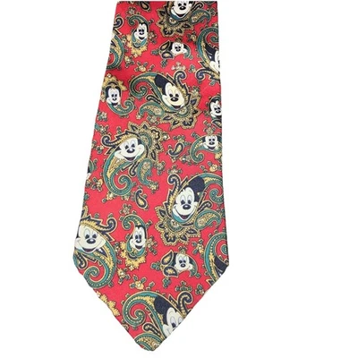 Vintage Mickey Mouse Disney 100% Silk Necktie Tie Works Balancine Red Paisley - Image 1 of 4