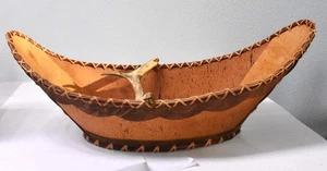 19" Birch Bark Basket Deer Antler Signed Mercy Cleveland Iñupiat Nativ Ambler AK - Picture 1 of 13