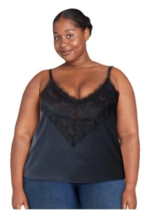 Camiseta sin mangas Jessica Simpson Plus Alex de encaje cami para mujer talla 3X negra nueva con etiquetas - Imagen 1 de 7