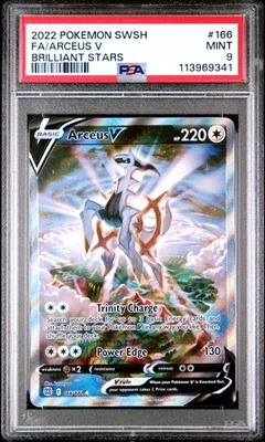 2022 POKEMON SWORD & SHIELD BRILLIANT STARS #166 FULL ART/ARCEUS V PSA 9 - Image 1 of 2