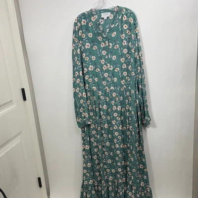 Maxi Vestido Floral Mare Mare Anthropologie BOHO Verde Manga Larga Talla 3X Foto 1 de 4