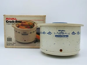 Vintage Rival Crock-Ette 1 Qt Slow Cooker 3205 Delft Blue Crockpot New - Picture 1 of 9