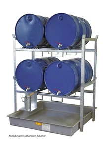Cemo Fassregal Ölregal mit Fassauflage 4x200l Fässer mit Auffangwanne 220l - Bild 1 von 1