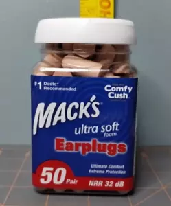 Mack's Ultra Soft Foam Earplugs 50 Pair Anti Noise Ear Plugs For Sleeping Sealed - Picture 1 of 5