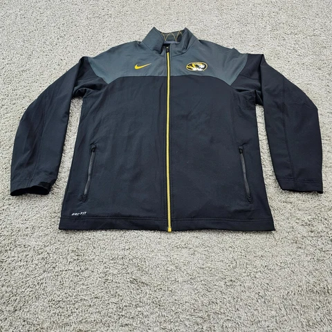 Missouri Tigers Jacket Mens Large L Black Full Zip Nike Dri-Fit Long Sleeve NCAA Cover