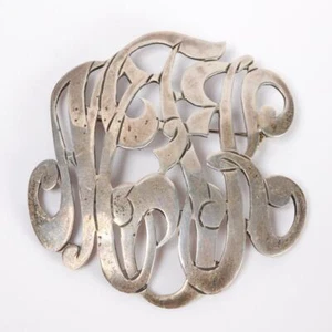Taxco Mexiko Sterlingsilber große Initiale Brosche Anstecknadel 2" signiert - Bild 1 von 3