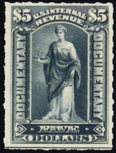 R192, Mint VF NH $5 Revenue Stamp With PSAG Certificate - Stuart Katz - Picture 1 of 2