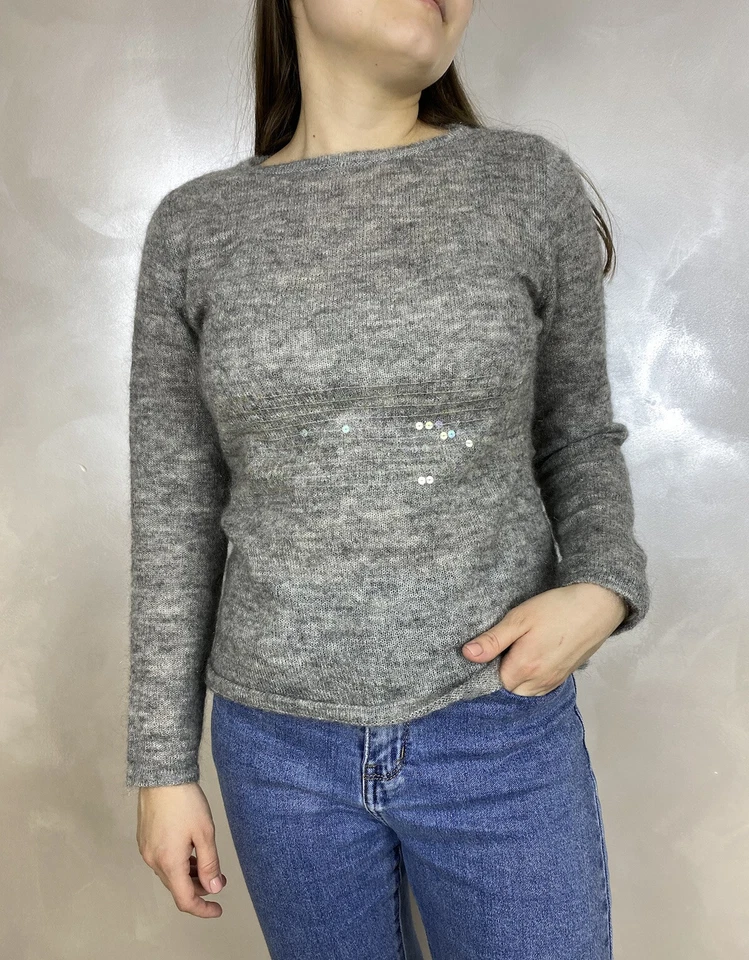 Yves Saint Laurent женщин Mohair свитер джемпер серый украшенный Японии редкая YSL - Изображение 1 из 4