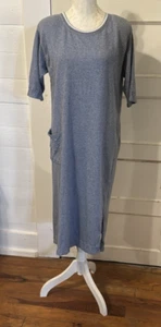 Vintage Karen Lessly Size XL Knit Sweater Dress S/S w/Shoulder Pads 100% Cotton - Picture 1 of 12