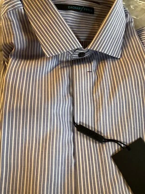 NEW Zachary Prell Striped Hidden Button Long Sleeve Dress Shirt - M - Image 1 of 4