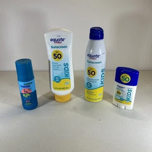 Lot Sunscreen SPF 50 Kids Spray Lotion Rollon Stick Equate Coppertone Exp 2025 - Picture 1 of 8