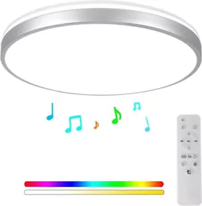 Bathroom Ceiling Light with Remote Control with Bluetooth Speaker, 24W Diammble - Picture 1 of 9
