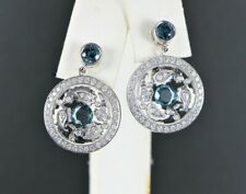 $9,295 Carrera y Carrea Aqua 18K White Gold Blue Topaz Diamond Dangle Earrings
