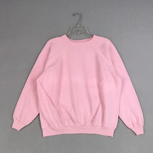 Vintage Hanes Sweatshirt Womens XL Pink Her Way Blank Basic Raglan Minimal USA - Picture 1 of 16