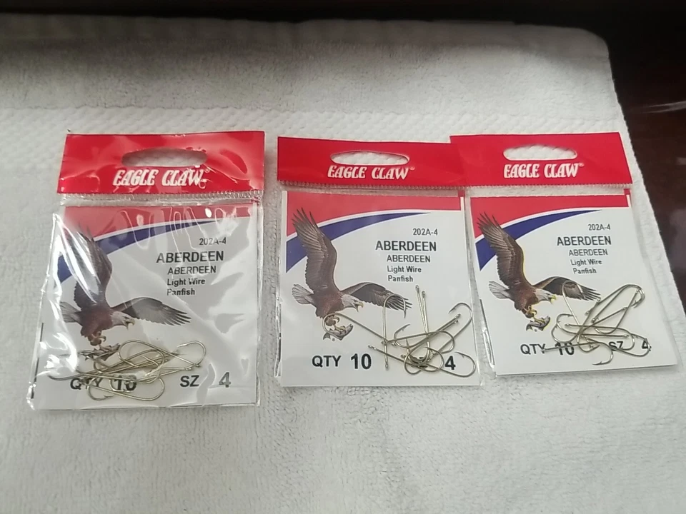 Eagle Claw Gold Aberdeen Hook 10ct Size 4