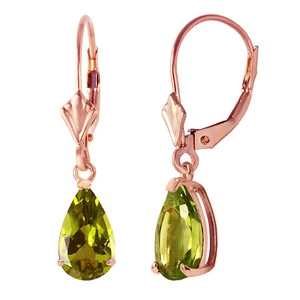 3 Carat 14K Solid Rose Gold Leverback Earrings Peridot - Picture 1 of 4