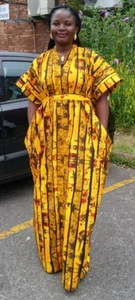 ANKARA BOUBOU DRESS GOWN WINTER SUMMER SPRING NEW POCKETS BELT ALL COLOURS - Picture 1 of 11