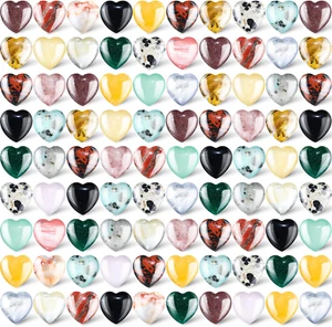 90 Pieces Worry Stone Bulk Heart Crystal Stones Natural Healing Assorted Heart L - Picture 1 of 7