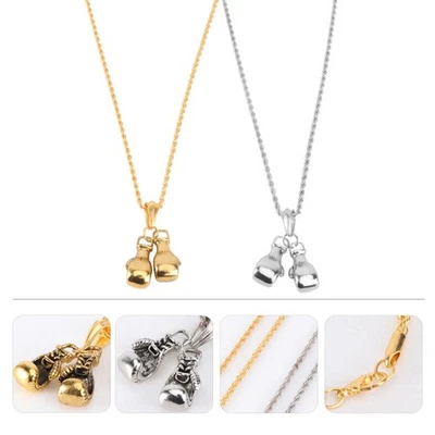  2 Stück One Set Kreative Halskette Boxhandschuhe Halskette Metall Halskette - Bild 1 von 4