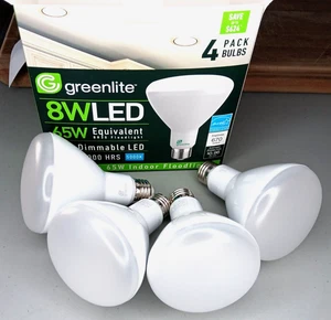 4 Pk Greenlite Floodlight  8W LED=65W Equiv.  Dimmable 25000 Hours  New Open Box - Picture 1 of 9