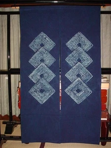 Indigo Dyed Noren Curtain Renbishi 100 Cotton Natural Dye Home Decor - Picture 1 of 9