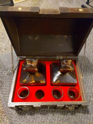 Juego de barras de cofre del tesoro de madera vintage de 9,5 por 7 pulgadas ver fotos Foto 1 de 4