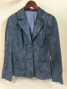 Vintage Melchinger Couture Suede Navy Jacket Women's Made in Germany Sz S (40?) - Picture 1 of 12