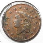 1832 CORONET HEAD LARGE CENT IN XF DETAILS WITH CORROSION ON THE REVERSE   320 