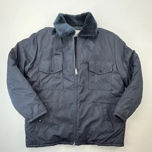 Vintage Sears Arbeit Freizeit Parka Jacke XXL 50-52 blau Kunstfellkragen Kapuze - Bild 1 von 11