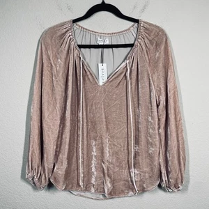 Blusa Top Velvet by Graham & Spencer XS Rosa Mangas Largas Mezcla Seda Aplastada - Imagen 1 de 8