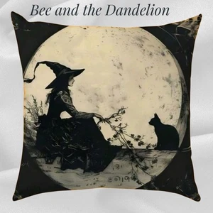 Young Witch with her Black Cat  Halloween Cushion COVER 45 X 45CMS - Picture 1 of 6