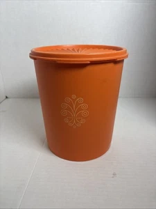 Vintage 70"s Tupperware Harvest Orange Canister #809-4  (7” tall) & Lid - Picture 1 of 6