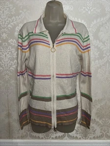 Maglia Escada Sport 100% cotone a costine elasticizzato manica lunga full zip taglia L - Foto 1 di 9