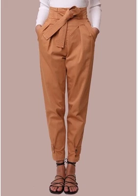 Pantalones ALC Karey Cinturón Plisado Caqui Boho Chic Pradera Bolsa de Papel Cintura Talla 12 Foto 1 de 4