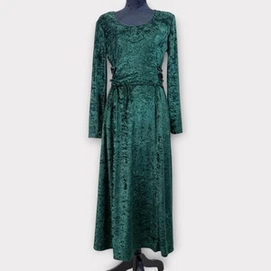 Vestido midi de terciopelo aplastado Brett Alixander talla 10 verde esmeralda evento navideño - Imagen 1 de 7