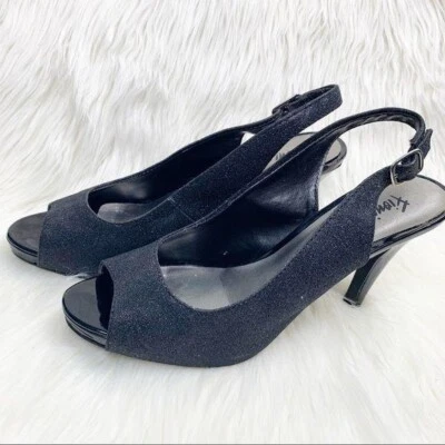 Tacones brillantes para mujer Fioni con punta abierta talla 8,5 Foto 1 de 4