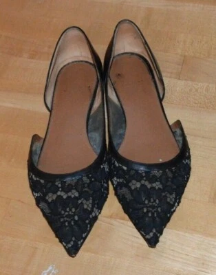 Givenchy PARIS Black Pamela Leather Floral Lace Slip on Shoes Women's size 10 Foto 1 de 4