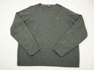 Vintage J. Crew Sweater Men Large Gray Oarsman Pullover Embroidery Lambs Wool L - Picture 1 of 8