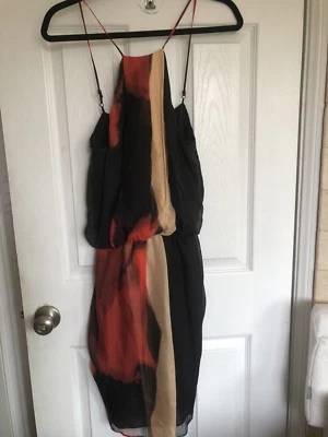 Robert Rodriguez красный и черный с зауженной талией шелковое платье размер 8 EUC $500 + - Изображение 1 из 2