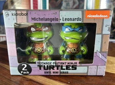 TMNT Teenage Mutant Ninja Turtles MICHELANGELO & LEONARDO 2 Pack KidRobot - Image 1 of 4